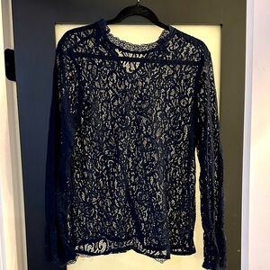 Pleione Navy Lace Women's Blouse